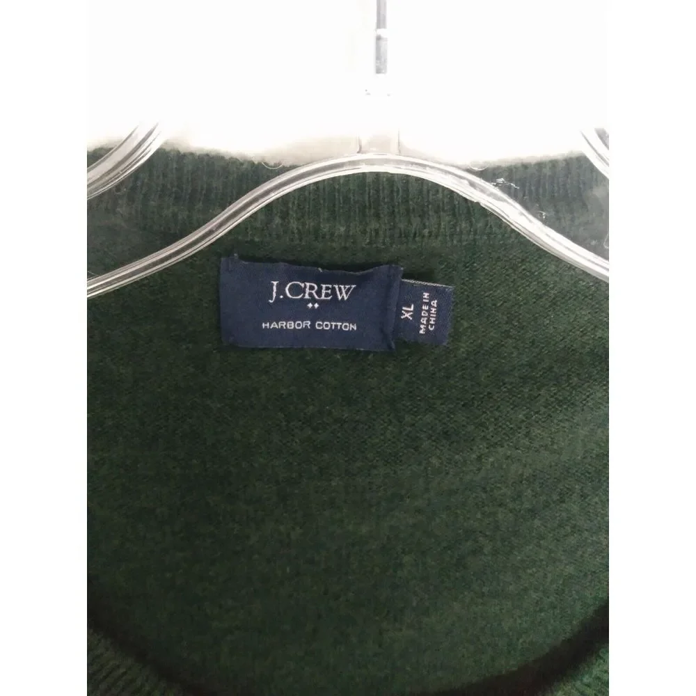 J. CREW Men's Harbor‎ Cotton Crewneck Sweater Size XL Green Color